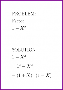 Factor 1-X^2 (factor polynomials) (problem with solution)